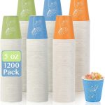 1200 Pack 5 oz Paper Cups, Colorful Samll Disposable Paper Bathroom Cups for Parties, Travel, and Events