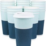 To Go Coffee Cups With Lids - 22 oz Disposable Coffee Cup With Lid. Large Togo Travel Paper Ripple Hot Cups Insulated For Hot, Cold Beverage Drinks, No Sleeves Needed (50, Ocean Blue)